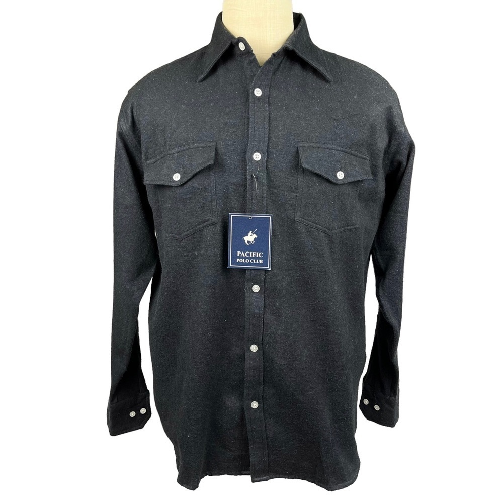 Pacific Polo Club Men's Gray Long Sleeves Button Down Shirt NWT Size Lar…‎